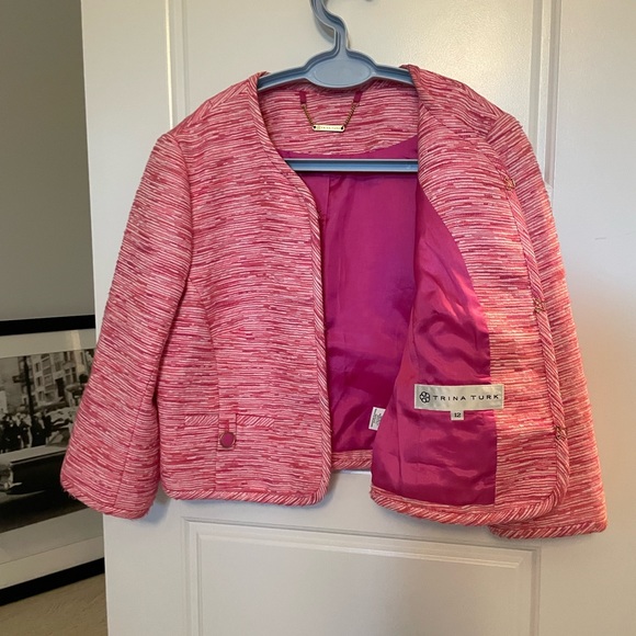 Pink Trina Turk blazer jacket size 12 - Picture 2 of 2